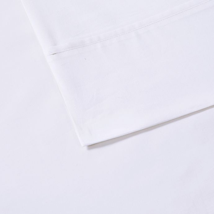 slide 3 of 3, Madison Park 200-Thread-Count Peached Percale Cotton Queen Sheet Set - White, 1 ct