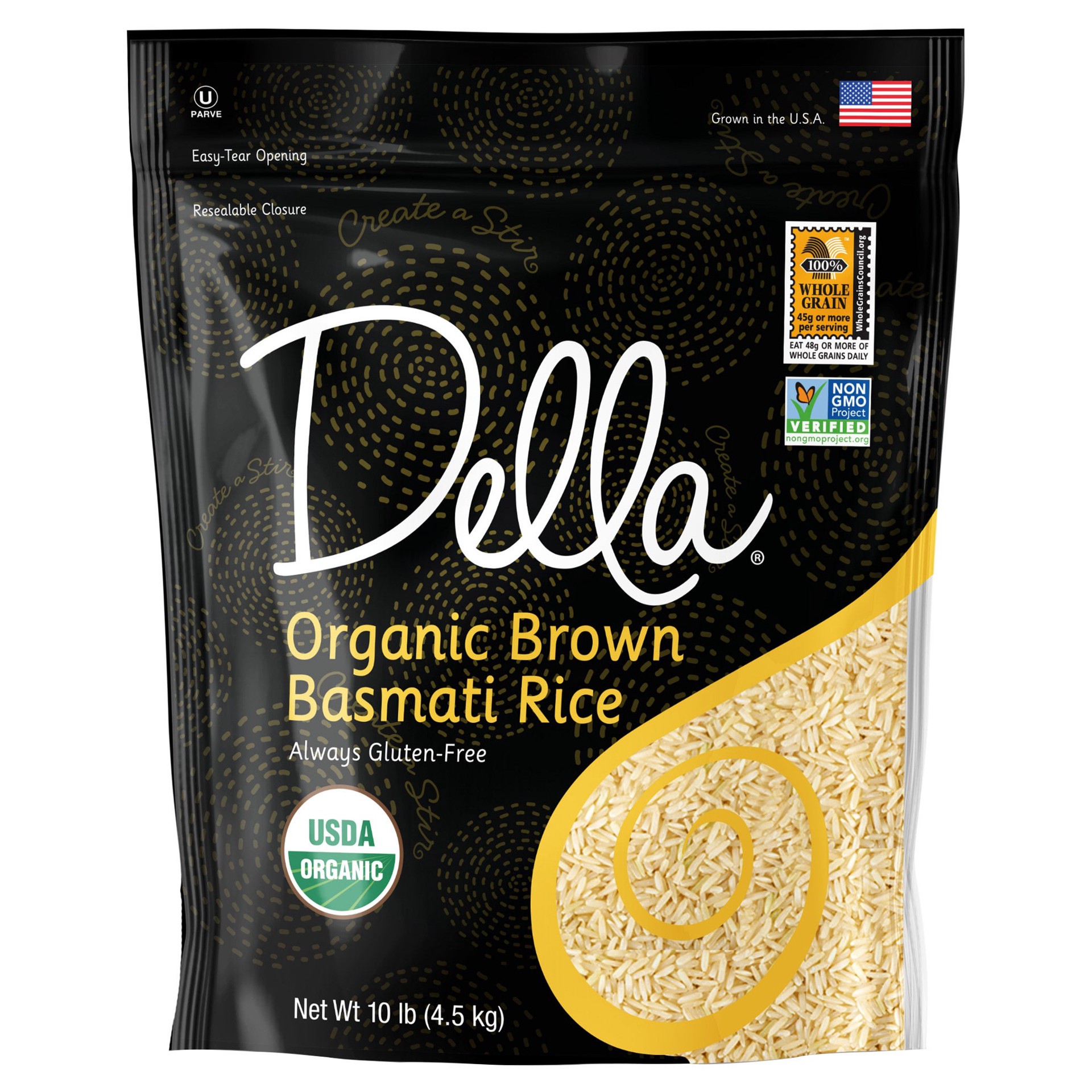 slide 1 of 2, Specialty Rice Della Organic Brown Basmati Rice, 10 lbs, 