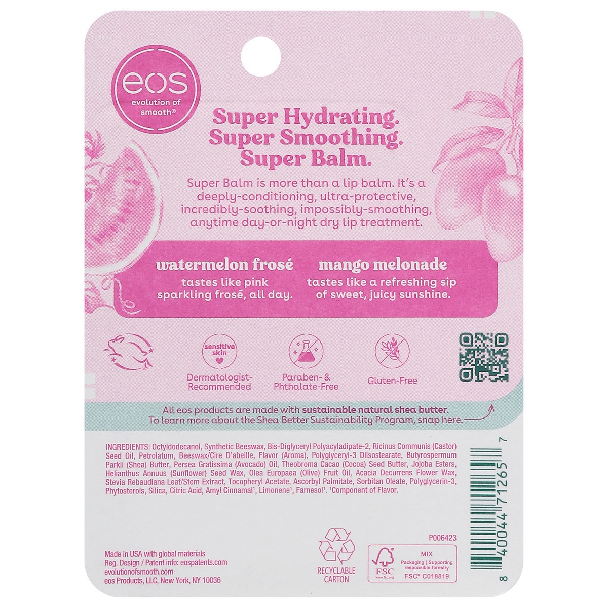 slide 5 of 14, eos 24H Moisture Watermelon Frose/Mango Melonade Super Balm 2 - 0.35 fl oz Tubes, 2 ct