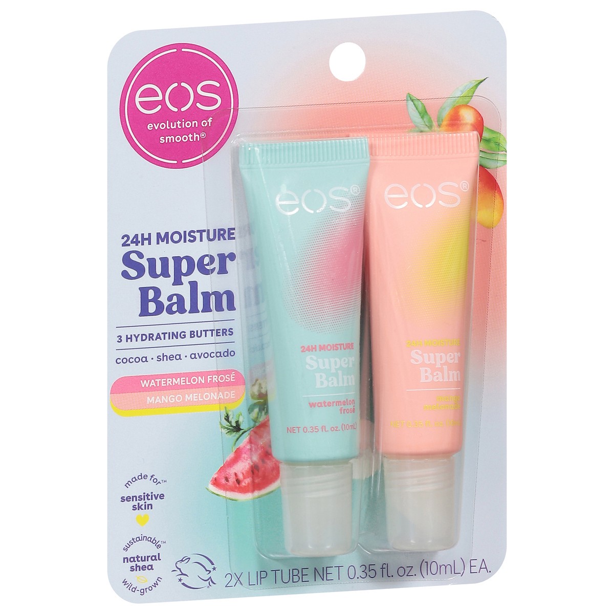 slide 9 of 14, eos 24H Moisture Watermelon Frose/Mango Melonade Super Balm 2 - 0.35 fl oz Tubes, 2 ct
