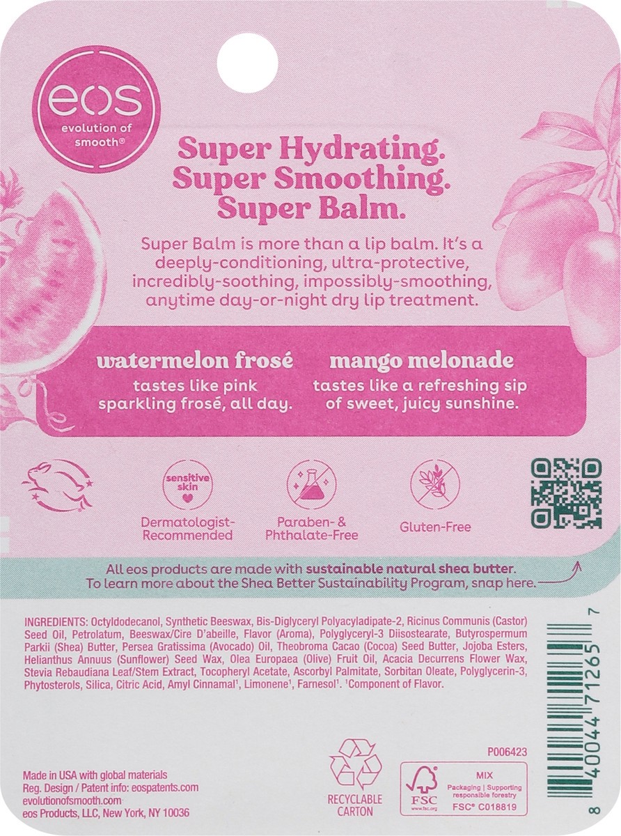 slide 13 of 14, eos 24H Moisture Watermelon Frose/Mango Melonade Super Balm 2 - 0.35 fl oz Tubes, 2 ct