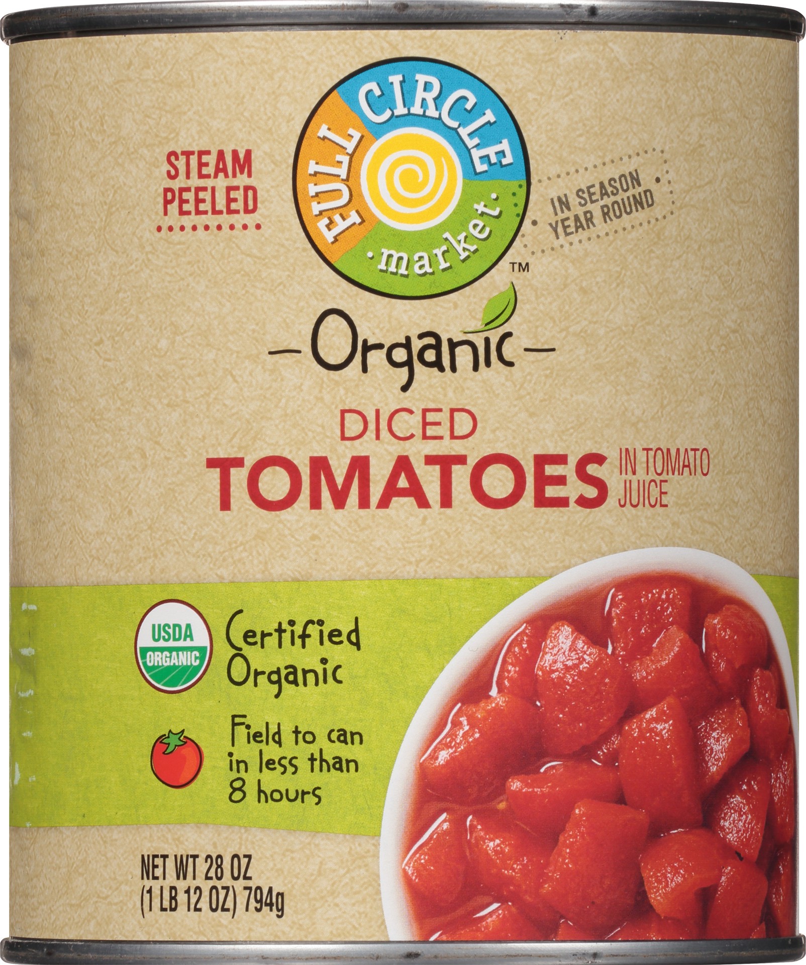 slide 1 of 1, Full Circle Market Organic Diced Tomatoes in Tomato Juice - 28 oz, 28 oz