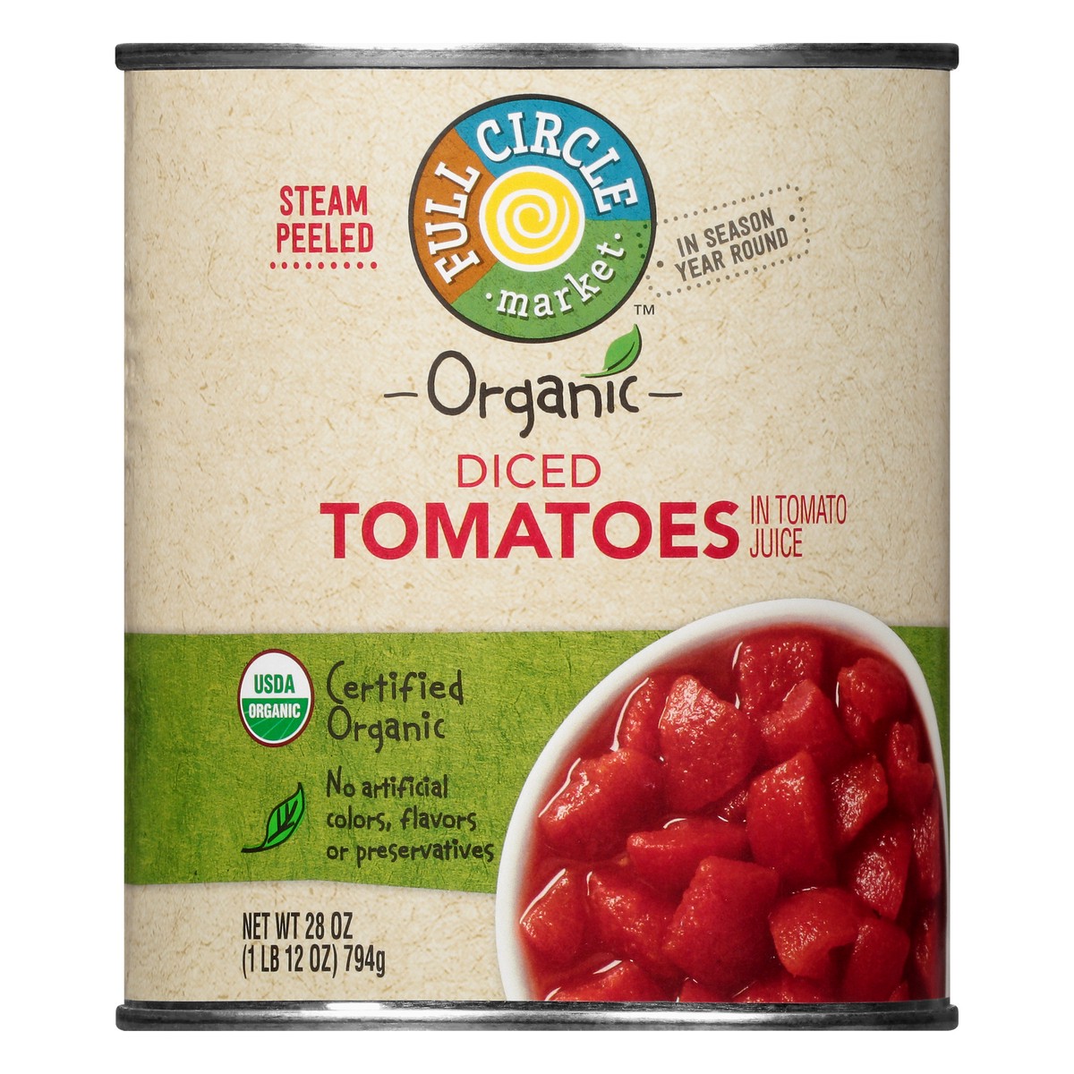 slide 8 of 15, Full Circle Market Organic Diced Tomatoes in Tomato Juice 28 oz, 28 oz