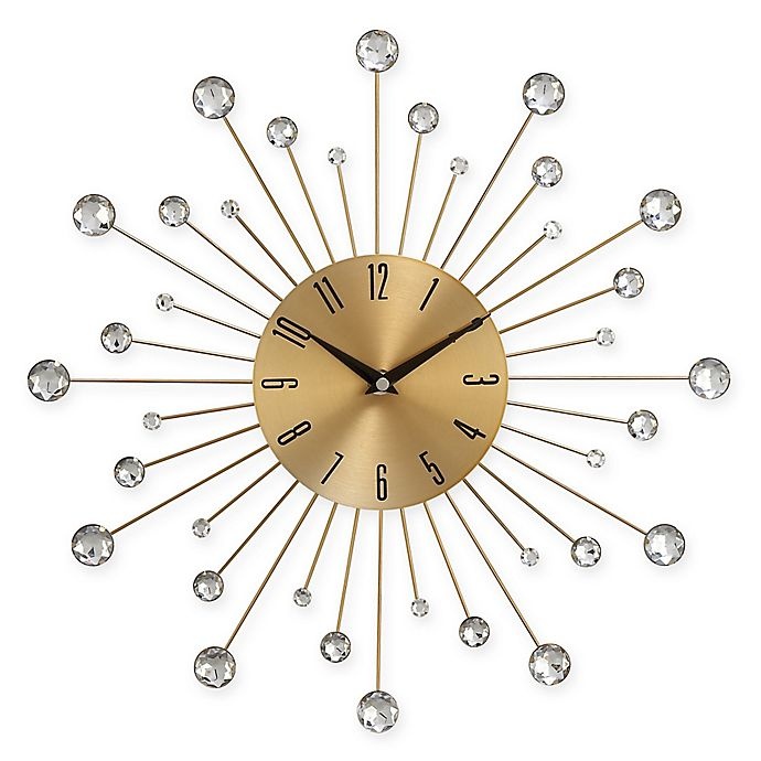 slide 1 of 4, Ridge Road Decor Beaded Burst Wall Clock - Gold, 1 ct