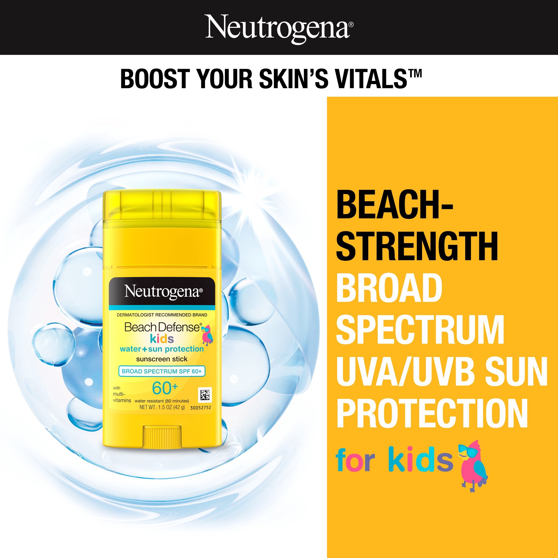 slide 11 of 12, Neutrogena Beach Defense Kids Sunscreen Stick with Broad Spectrum SPF 60+, 1.5 Oz, 1.5 oz