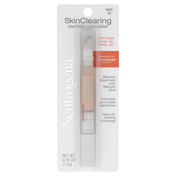 slide 1 of 10, Neutrogena Skin Clearing Blemish Concealer with Salicylic Acid - 09 Buff, 0.05 oz