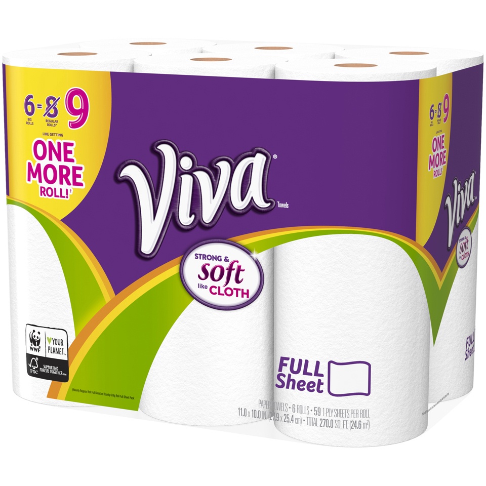 Viva Full Sheet Paper Towels White Big Roll 6 Rolls 6 ct Shipt