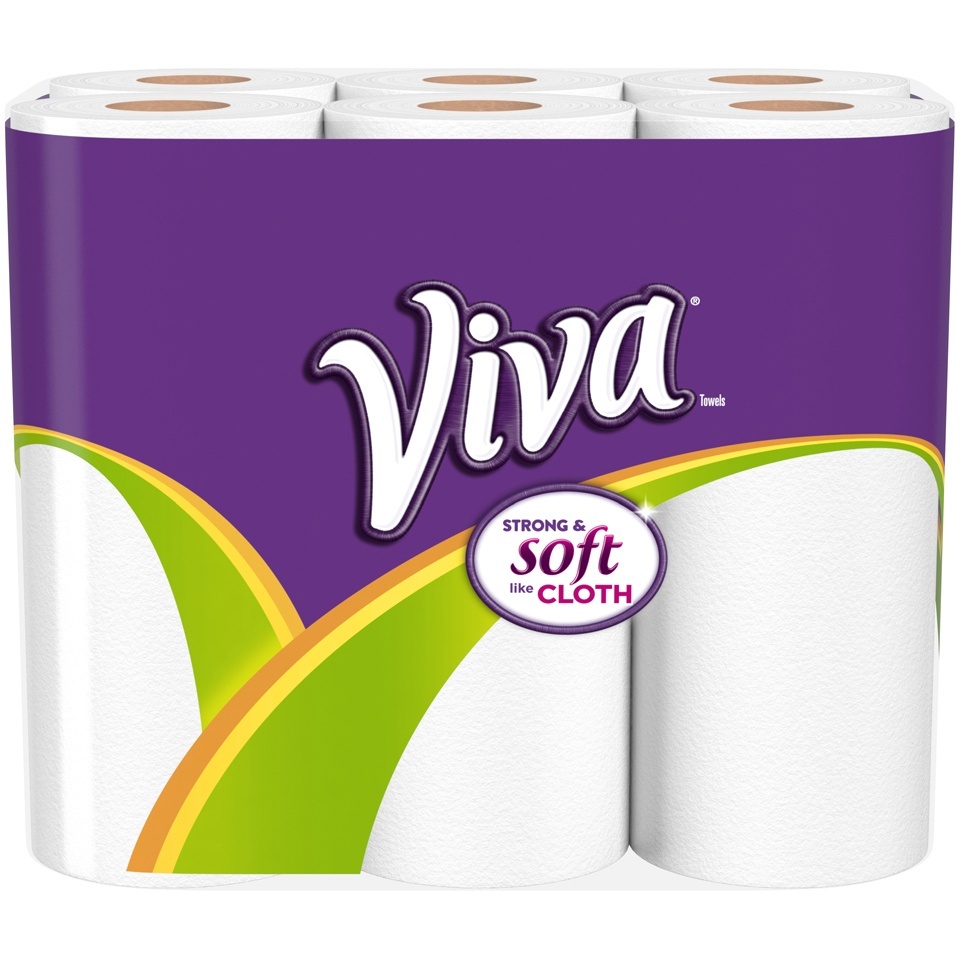 slide 1 of 3, Viva Full Sheet Paper Towels, White, Big Roll, 6 Rolls, 6 ct