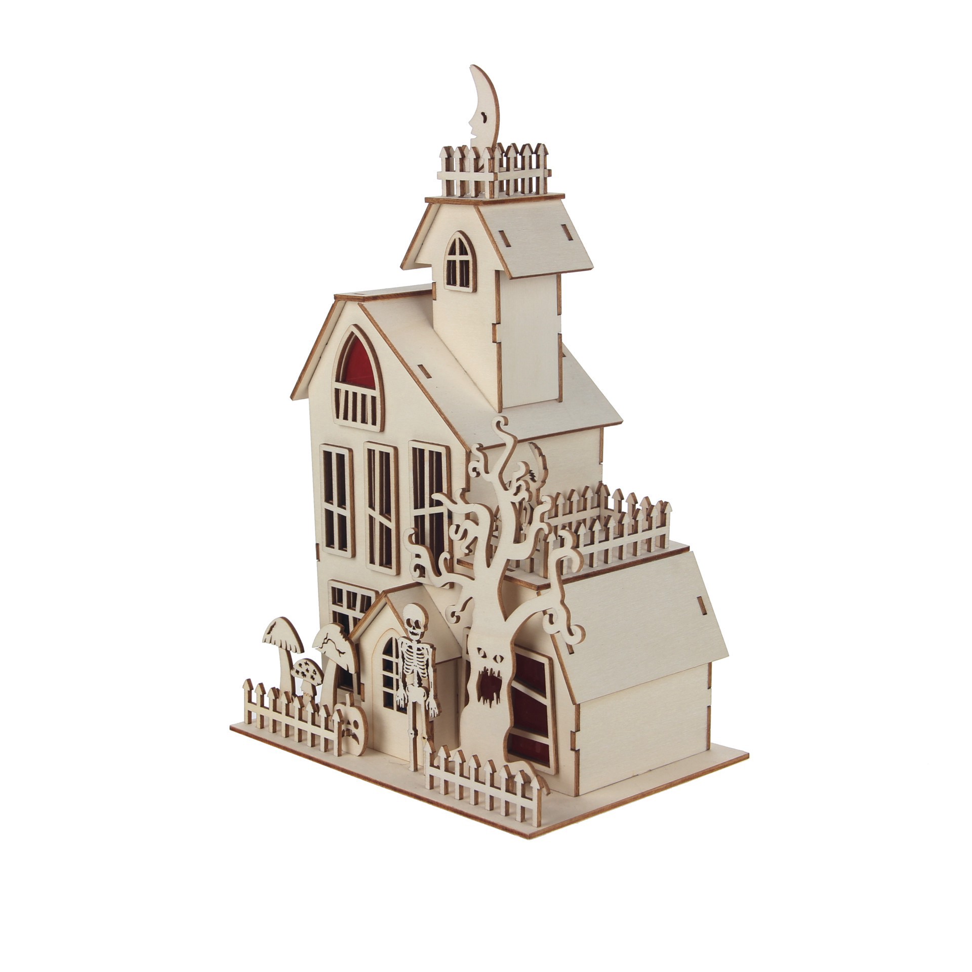 slide 2 of 5, 11.75" Diy House With Tree Led Wood Decor By Make Market, 11.75 in