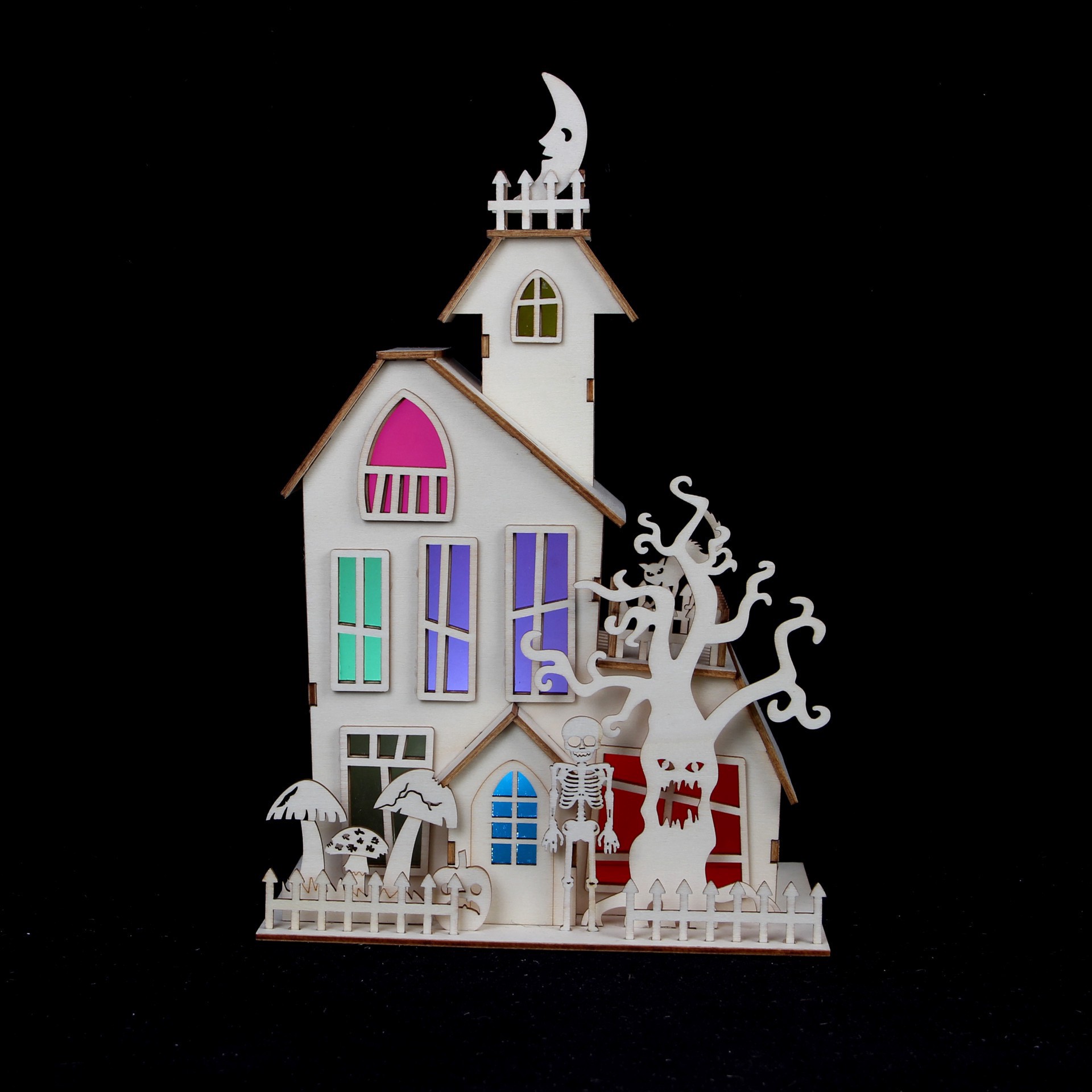 slide 3 of 5, 11.75" Diy House With Tree Led Wood Decor By Make Market, 11.75 in