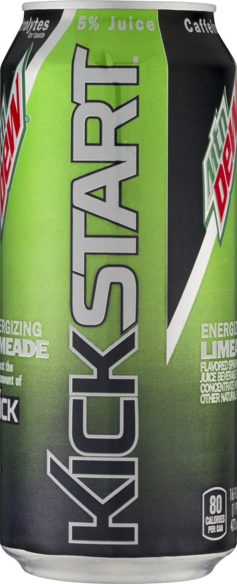 slide 5 of 7, Mountain Dew Kickstart Sparkling Juice Beverage Energizing Limeade 16 Fl Oz, 16 oz