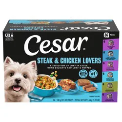 Cesar Steak & Chicken Lover's Adult Wet Dog Food, Variety