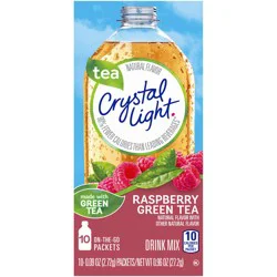 Crystal Light On-The-Go Sugar Free Raspberry Green Tea Powdered Drink Mix, 10 ct - 0.09 oz Packets