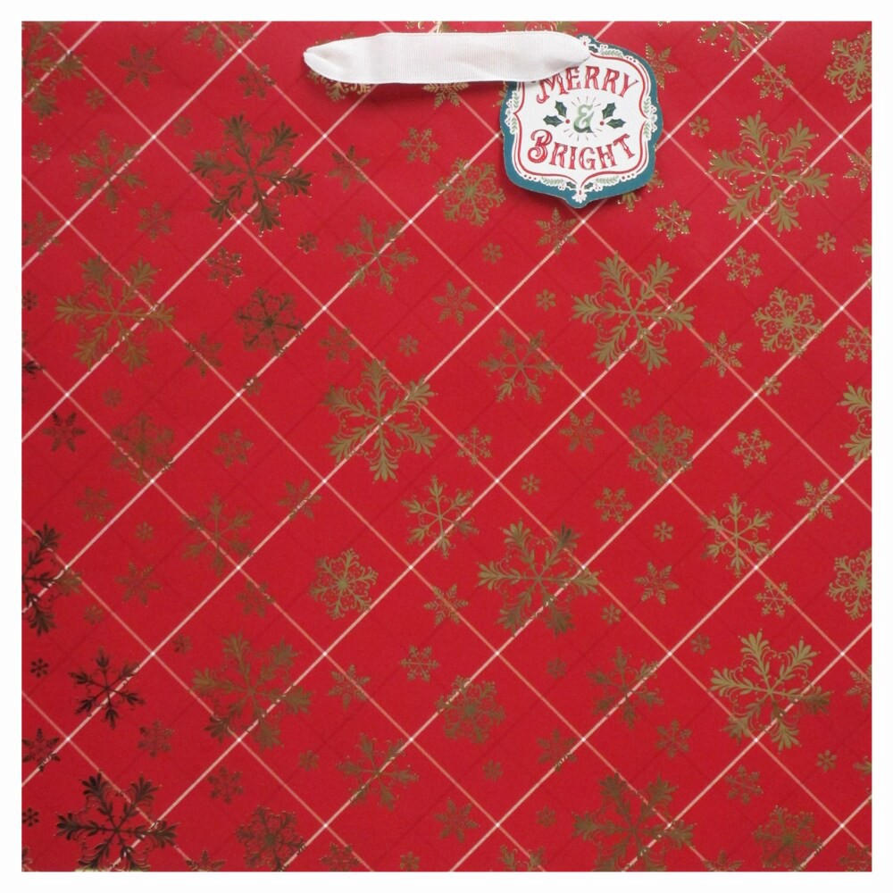 slide 1 of 1, Holiday home plaid & snowflake jumbo bag, 1 ct