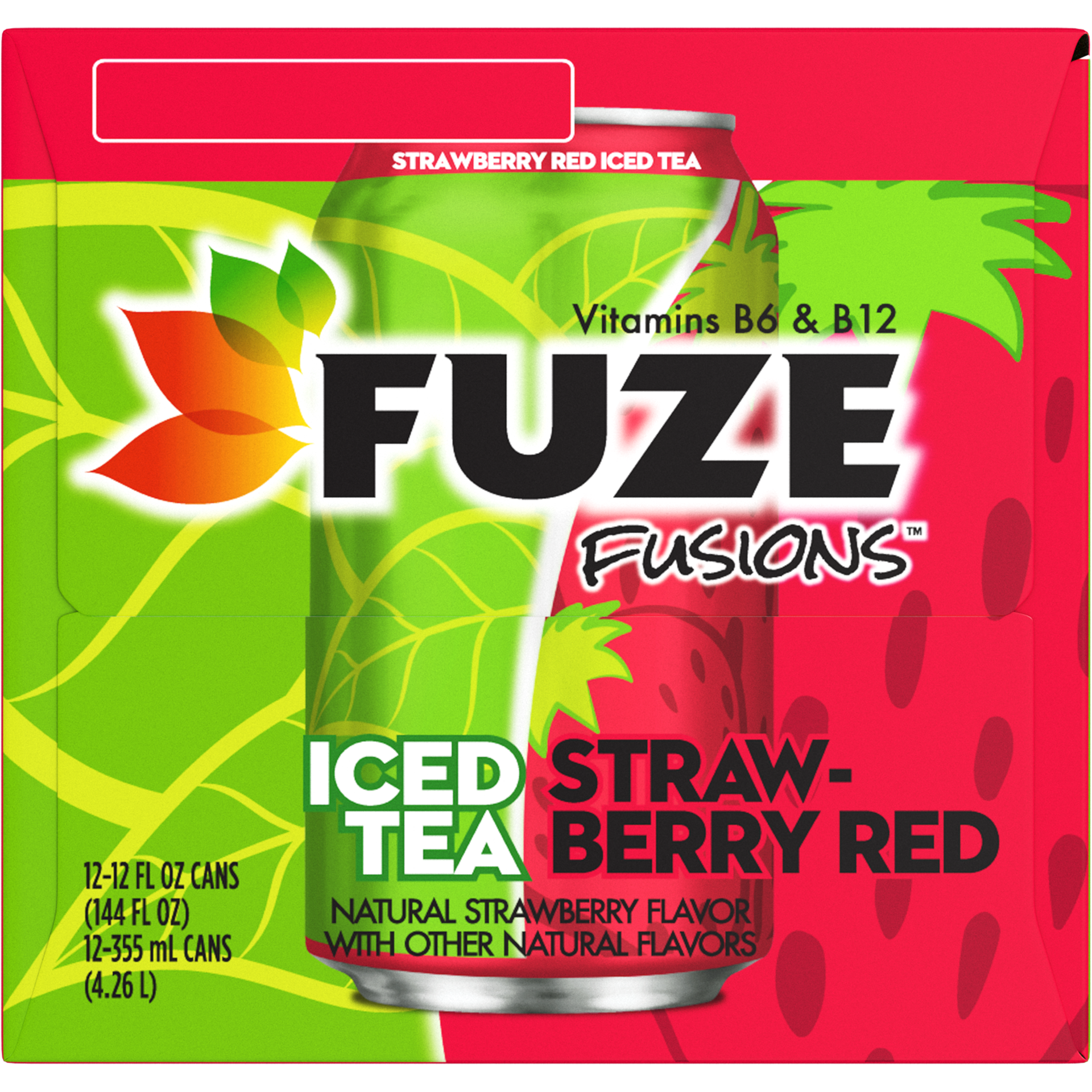 slide 5 of 5, Fuze Iced Tea Strawberry Red Tea with Vitamins B6 and B12- 144 fl oz, 144 fl oz