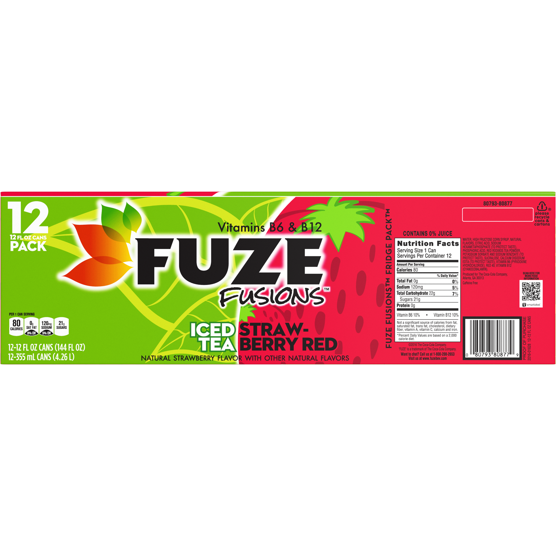 slide 3 of 5, Fuze Iced Tea Strawberry Red Tea with Vitamins B6 and B12- 144 fl oz, 144 fl oz