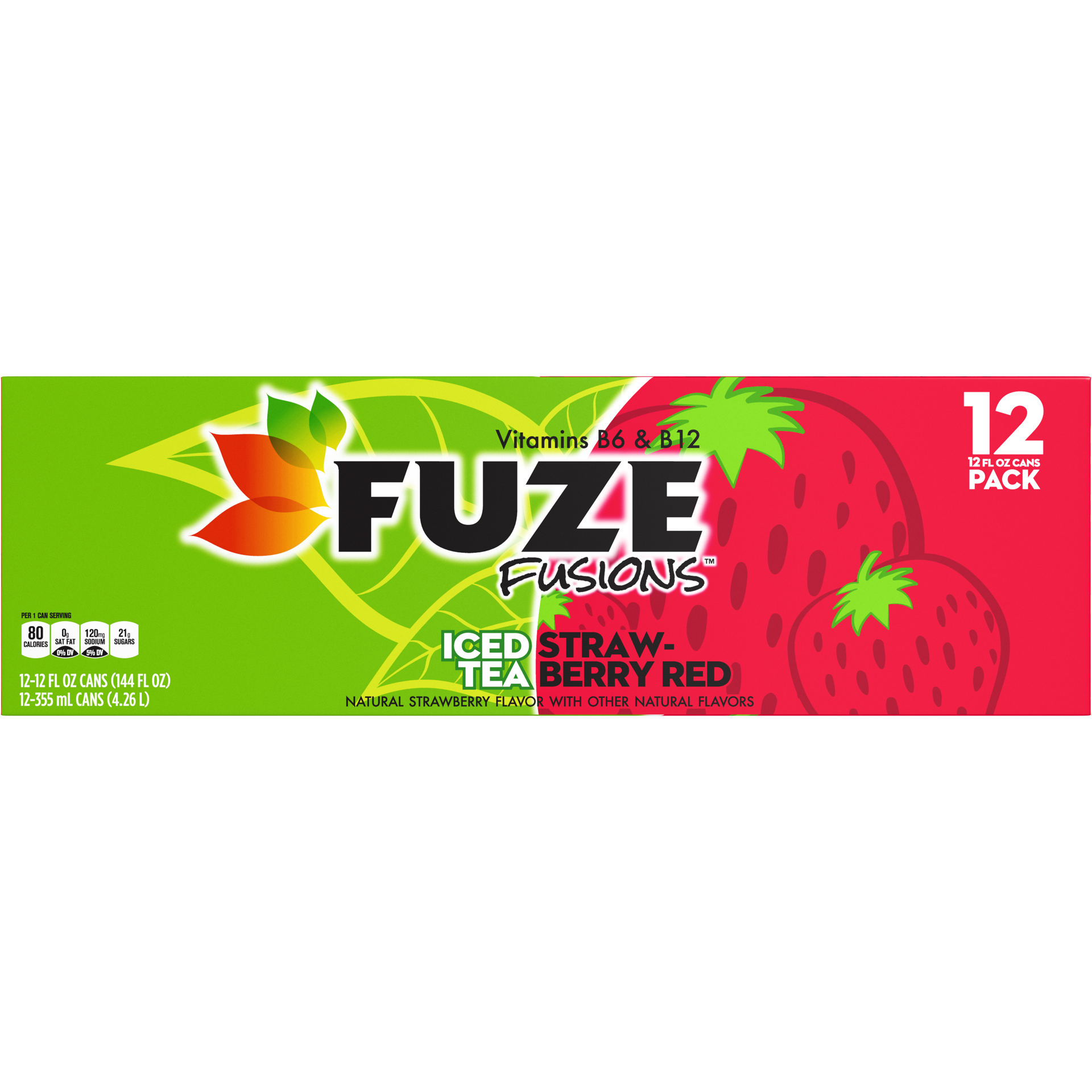 slide 1 of 5, Fuze Iced Tea Strawberry Red Tea with Vitamins B6 and B12- 144 fl oz, 144 fl oz