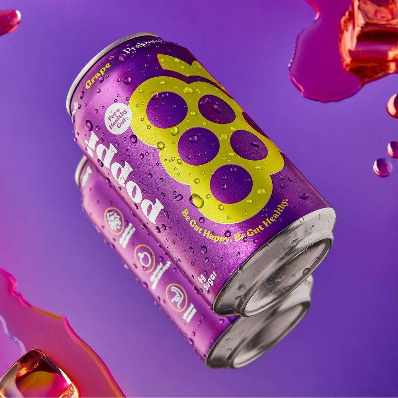 slide 3 of 6, Poppi Grape Prebiotic Soda- 4 ct; 12 fl oz, 4 ct; 12 fl oz
