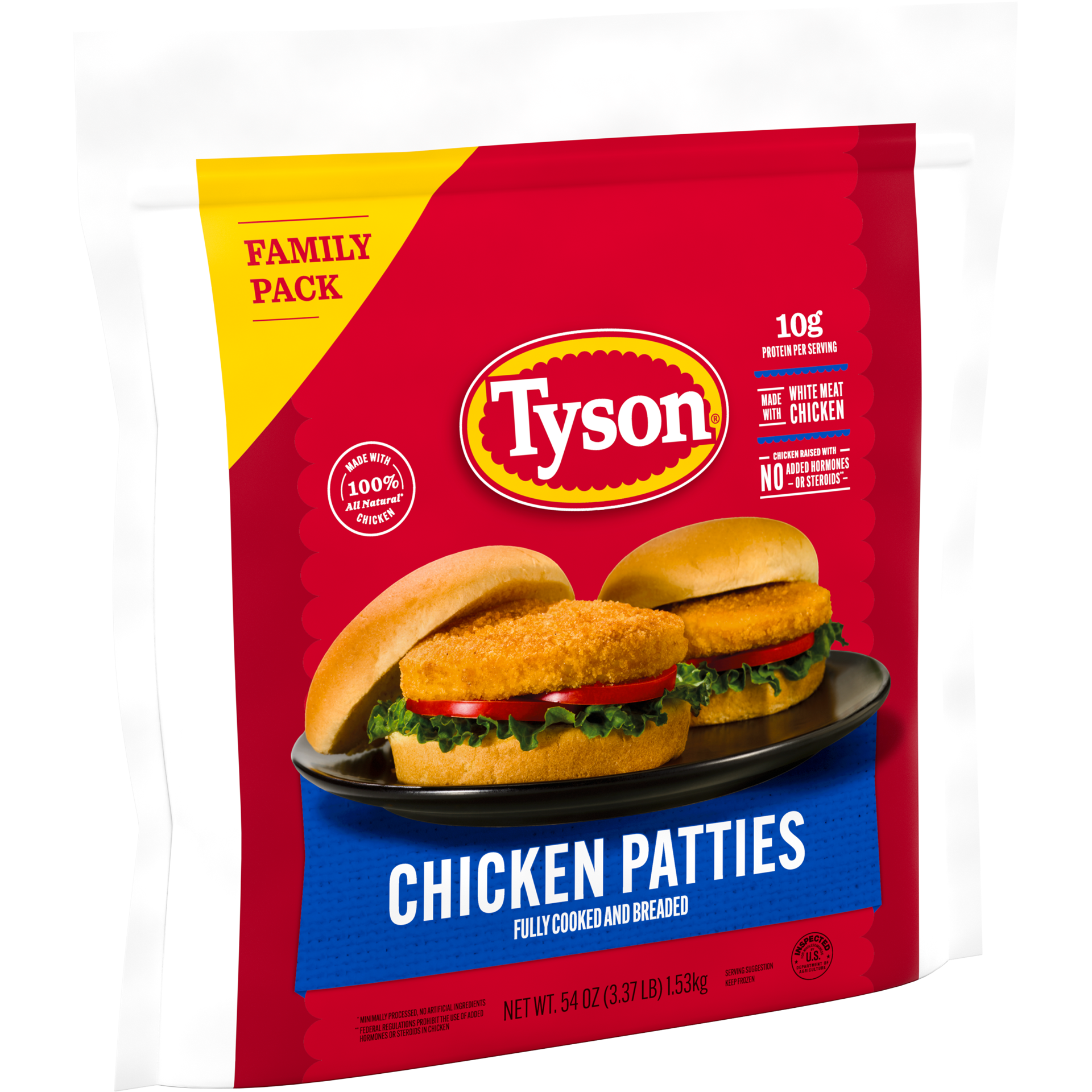 slide 8 of 8, Tyson Frozen Chicken Patties Family Pack, 3.37 lb, 1.53 kg