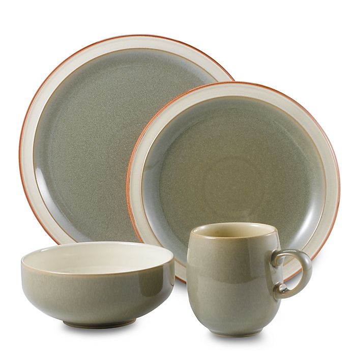 slide 1 of 2, Denby Fire Place Setting - Sage, 4 ct