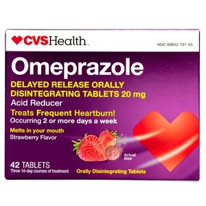 slide 1 of 1, CVS Health Omeprazole Orally Disintegrating Tablets Acid Reducer, Strawberry, 42 ct; 20 mg