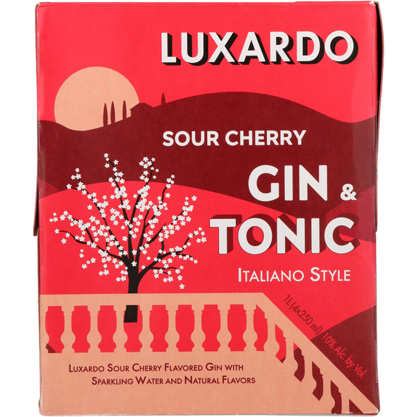 slide 1 of 1, Luxardo Sour Cherry Gin And Tonic Italiano Style 4Pk, 250 ml