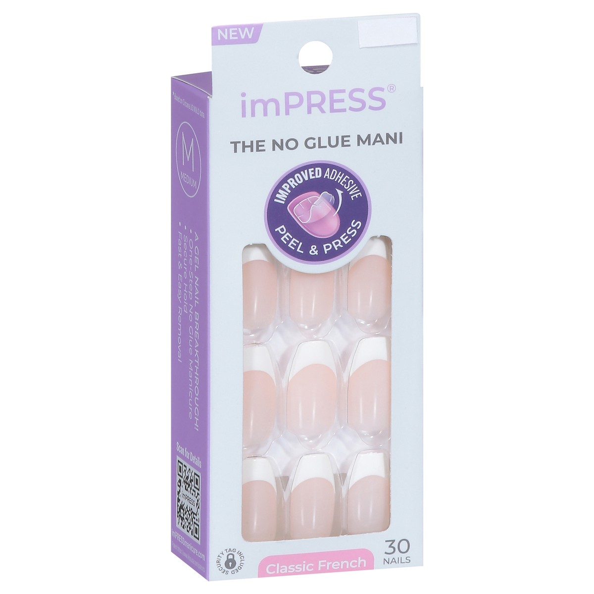 slide 9 of 13, imPRESS Classic French Ideal Nails Medium 30 ea, 30 ct