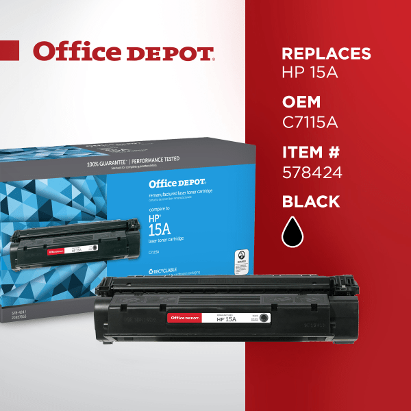 slide 4 of 5, Office Depot Brand 15A Remanufactured Toner Cartridge Replacement For Hp 15A Black, 1 ct