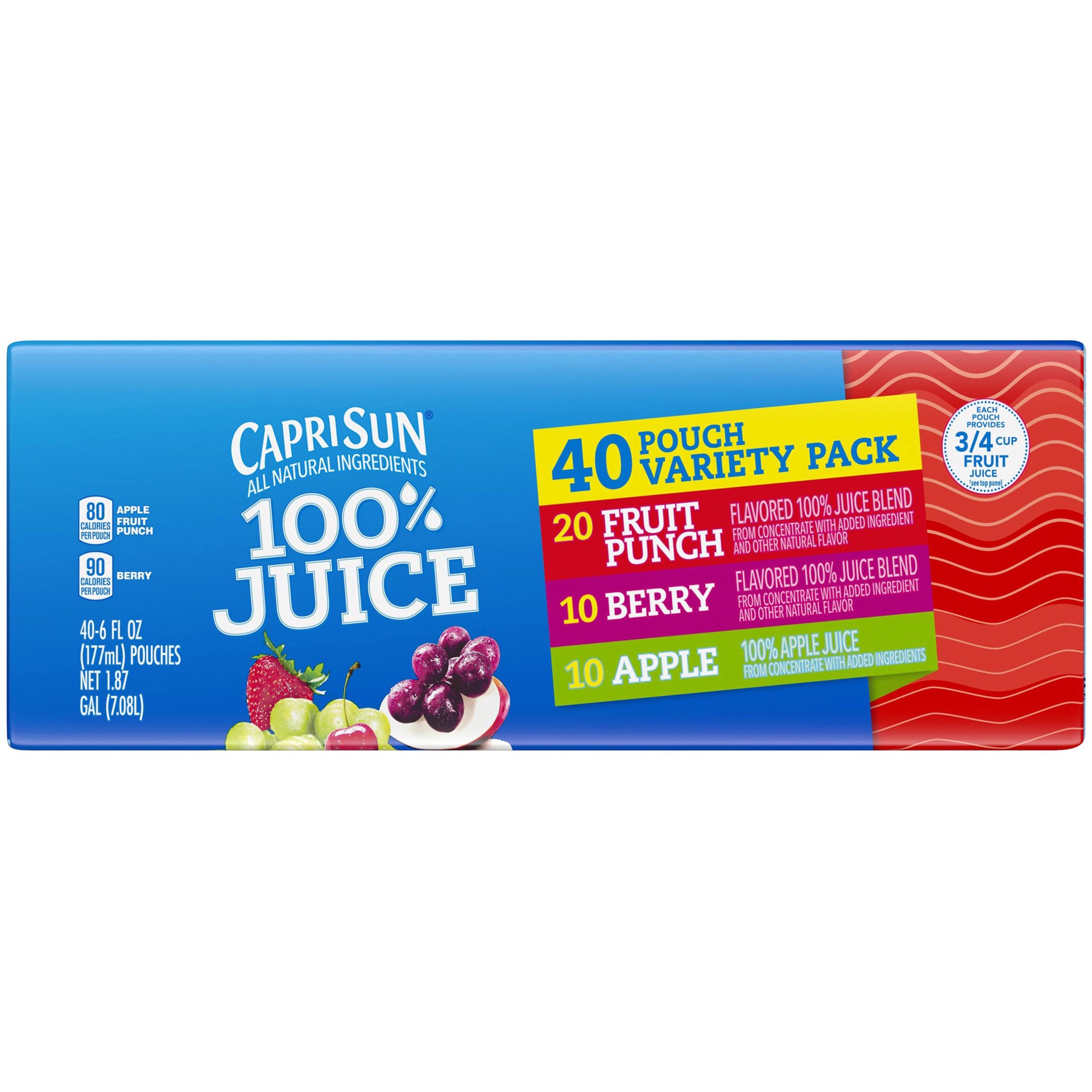 slide 1 of 1, Capri Sun, 100% Juice, Variety Pack, 6 fl oz, 40 Count, 