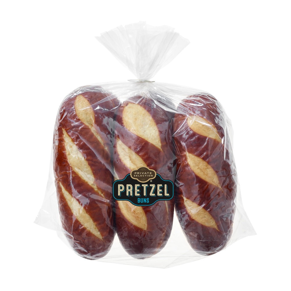 slide 1 of 2, Private Selection Pretzel Hot Dog Buns, 6 ct