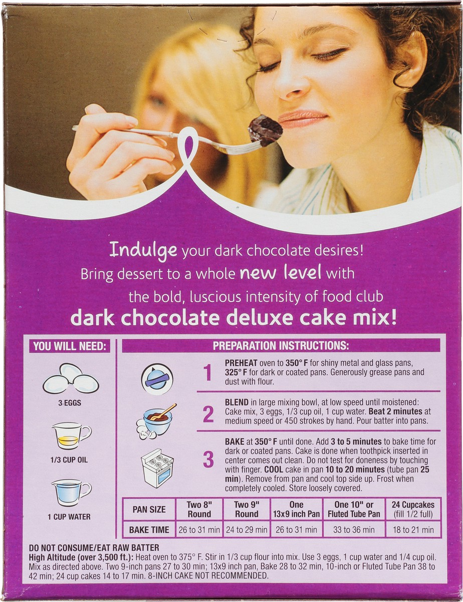 slide 6 of 11, Food Club Dark Chocolate Deluxe Cake Mix, 16.5 oz