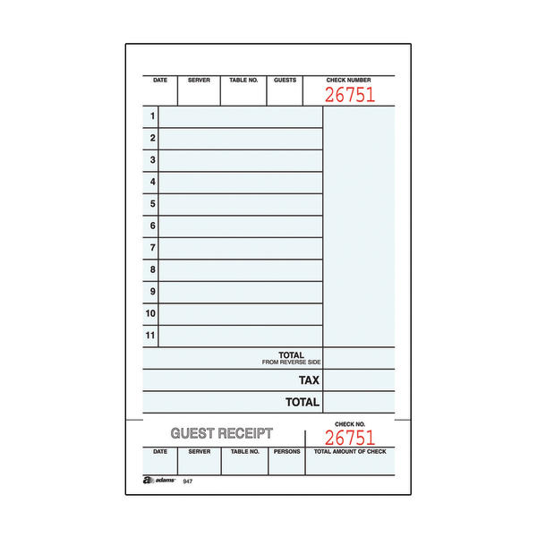 slide 1 of 2, Adams Guest Check Books, 2-Part, 250 ct; 4 1/4 in x 7 1/4 in