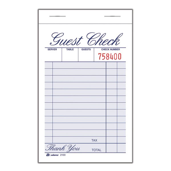 slide 2 of 2, Adams Guest Check Books, 1-Part, 12 ct
