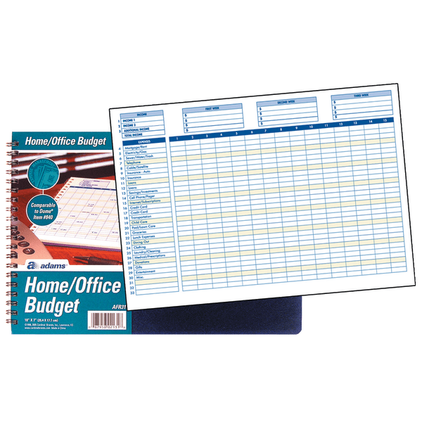 slide 2 of 2, Adams Home Budget Book, White Sheets, Navy Cover, 56 ct; 10 1/2 in x 7 1/2 in