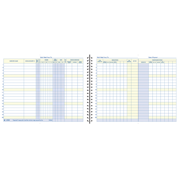 slide 3 of 3, Adams Weekly Payroll Book - Blue, 8 1/2 in x 11 in