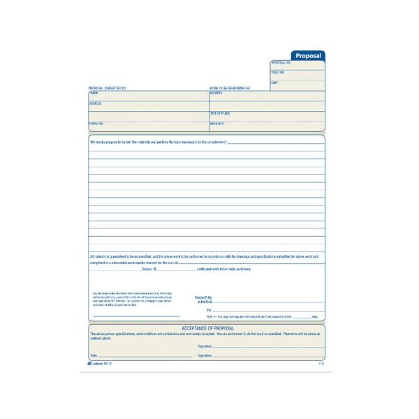 slide 2 of 3, Adams Proposal Book, 1 Part with Carbons, White, 50 ct; 8 3/8 in x 11 in
