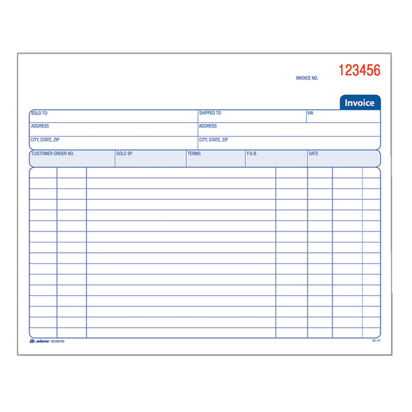slide 1 of 2, Adams Carbonless 2-Part Invoice Books, 50 ct; 8 1/2 in x 7 1/4 in