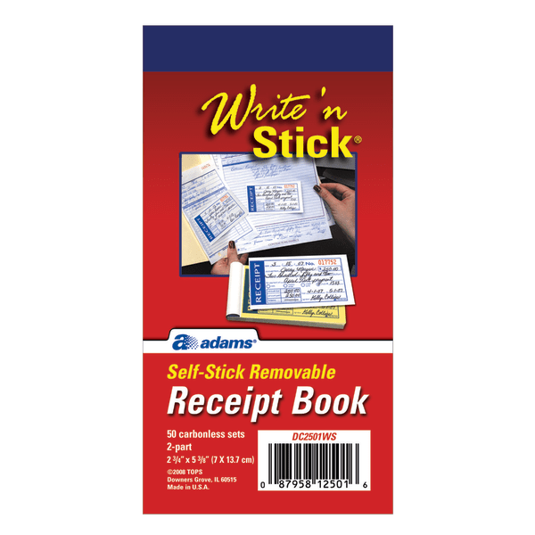 slide 5 of 6, Adams Write N' Stick Receipt Book, 2 3/4'' X 5 3/8'', 2-Part, Book Of 50 Sets, 1 ct