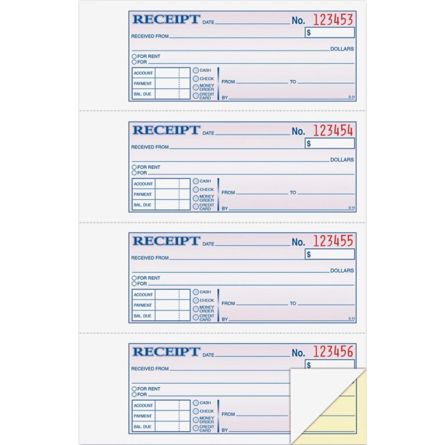 slide 4 of 5, Adams Carbonless 2-Part Money/Rent Receipt Book, 200 ct; 7 5/8 in x 11 in