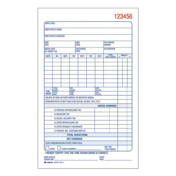 slide 2 of 2, Adams Carbonless Payroll Record Set, 1 ct