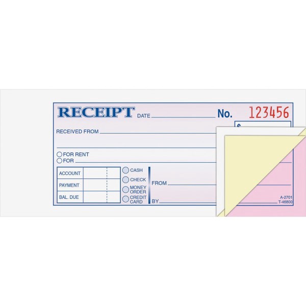 slide 2 of 7, Adams Money/Rent Receipt Books, 3-Part, Carbonless, 50 ct; 7 3/16 in x 2 3/4 in