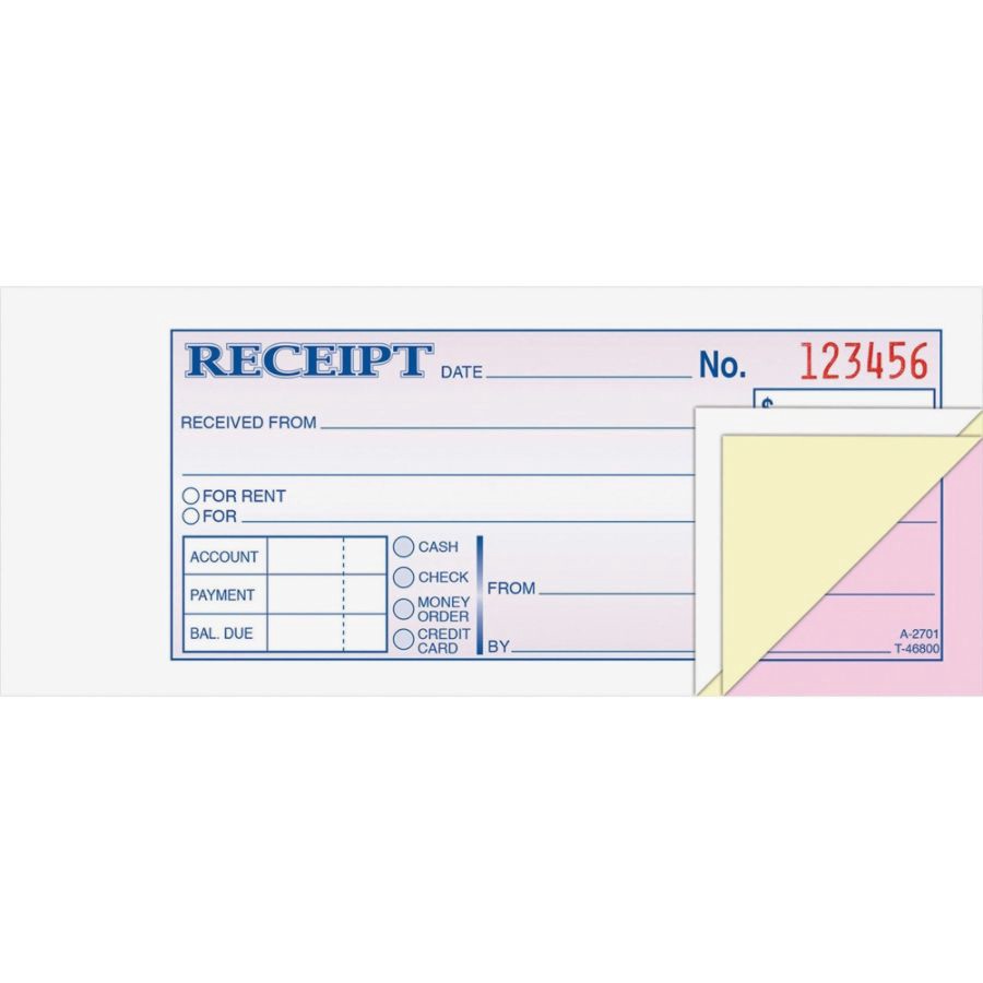 slide 5 of 7, Adams Money/Rent Receipt Books, 3-Part, Carbonless, 50 ct; 7 3/16 in x 2 3/4 in