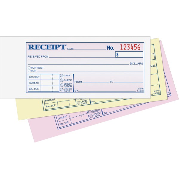 slide 4 of 7, Adams Money/Rent Receipt Books, 3-Part, Carbonless, 50 ct; 7 3/16 in x 2 3/4 in