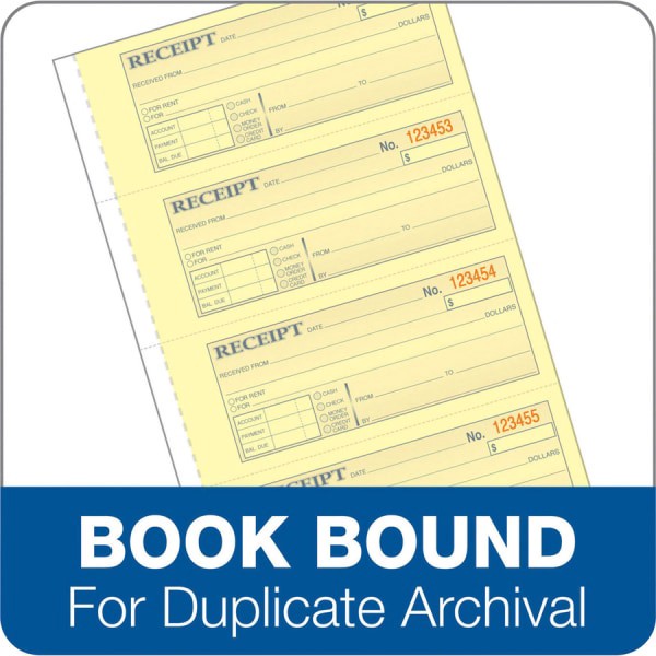 slide 3 of 7, Adams Money/Rent Receipt Books, 3-Part, Carbonless, 50 ct; 7 3/16 in x 2 3/4 in