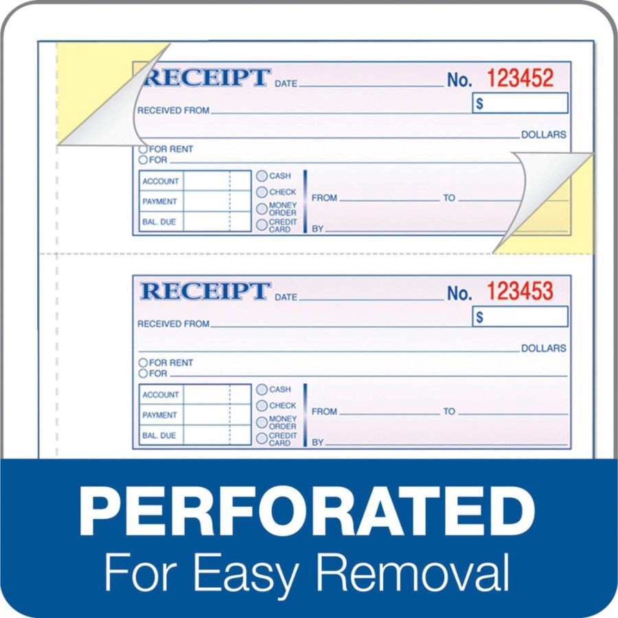 slide 3 of 7, Adams Money/Rent Receipt Books, 3-Part, Carbonless, 50 ct; 7 3/16 in x 2 3/4 in