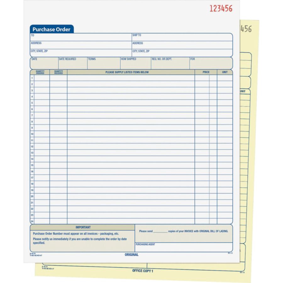 slide 5 of 5, Adams 2-Part Carbonless Purchase Order Book, 50 ct; 8 3/8 in x 10 11/16 in