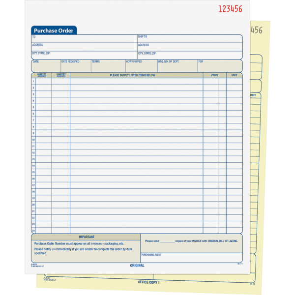 slide 3 of 5, Adams 2-Part Carbonless Purchase Order Book, 50 ct; 8 3/8 in x 10 11/16 in