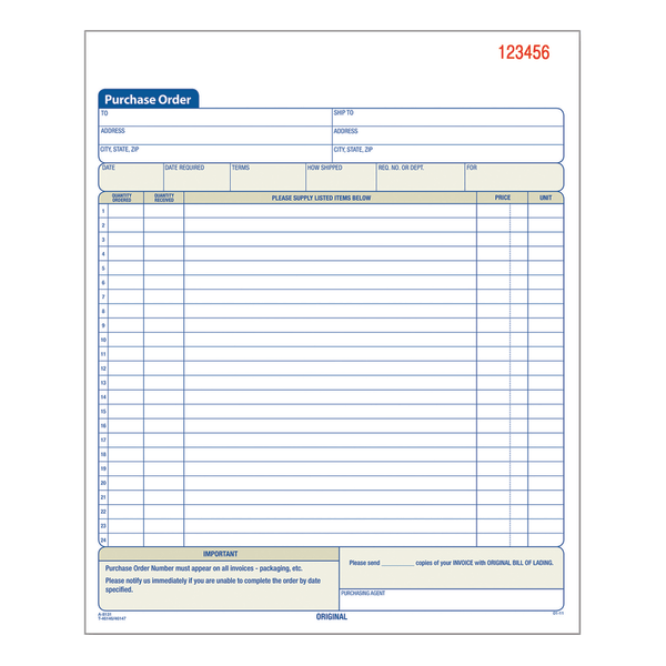 slide 1 of 5, Adams 2-Part Carbonless Purchase Order Book, 50 ct; 8 3/8 in x 10 11/16 in