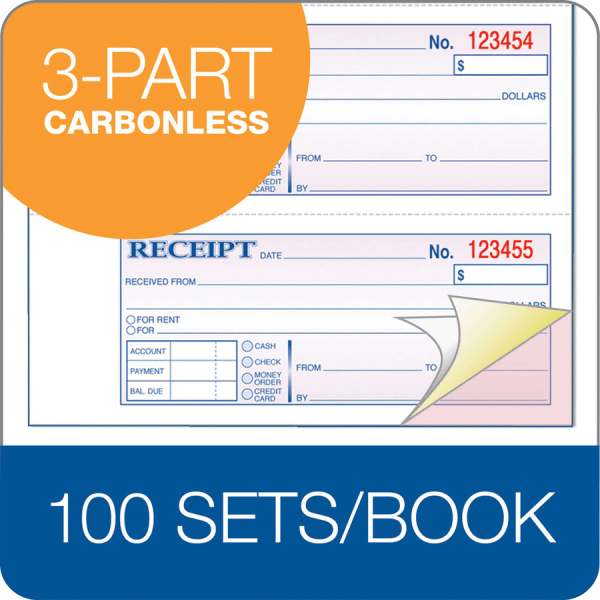 slide 9 of 9, Adams 3-Part Carbonless Money/Rent Receipt Book, 100 ct; 7 5/8 in x 11 in