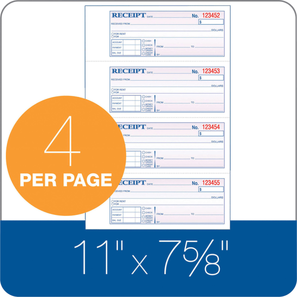 slide 8 of 9, Adams 3-Part Carbonless Money/Rent Receipt Book, 100 ct; 7 5/8 in x 11 in